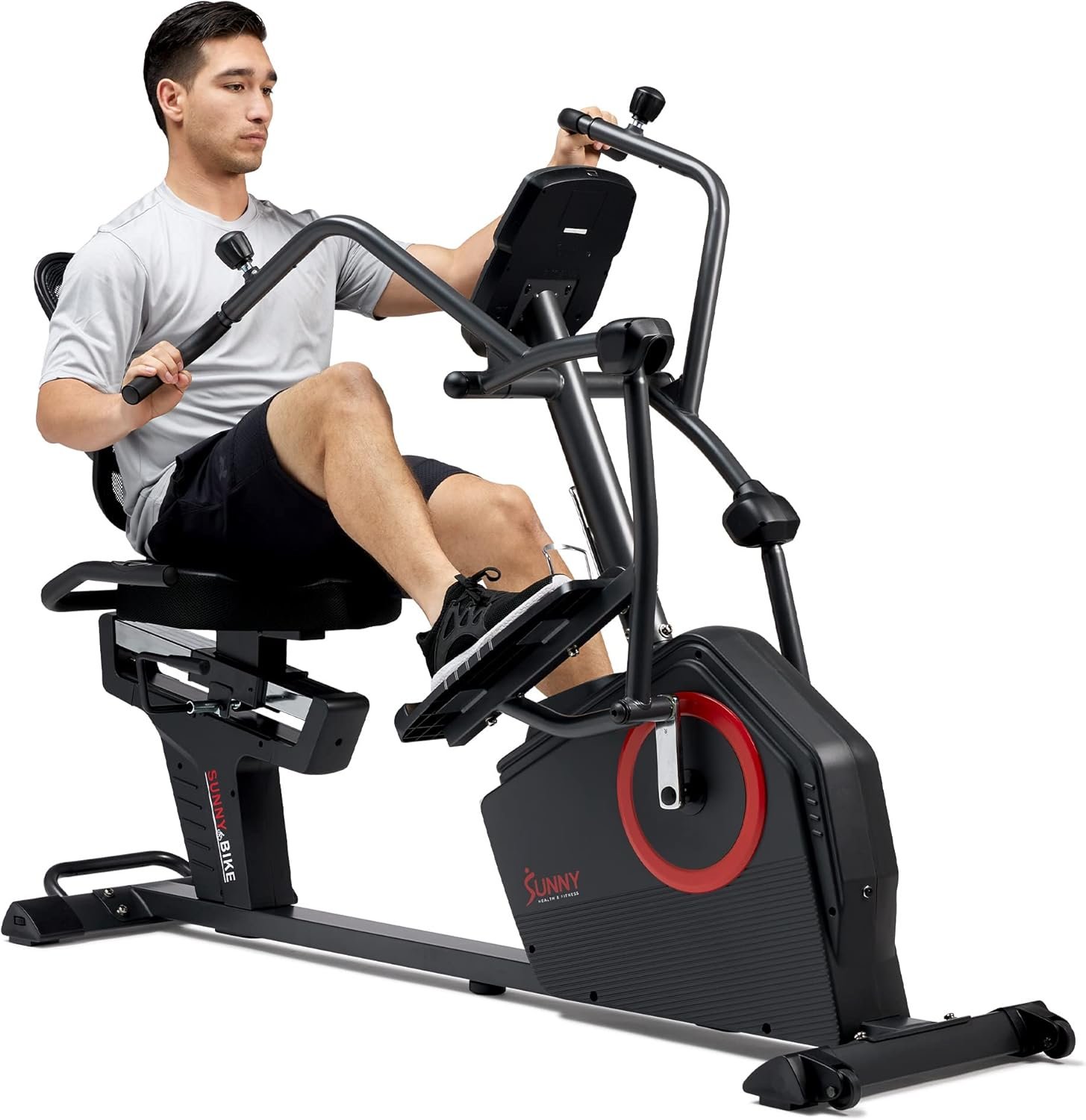 Sunny Health & Fitness Smart Recumbent Cross Trainer Elliptical Bike