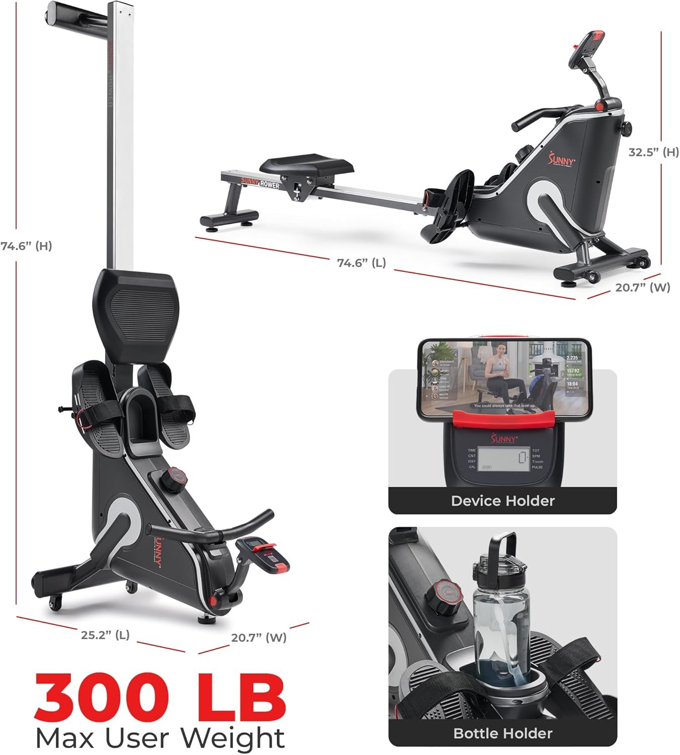 Sunny Health & Fitness Smart Magnetic Rowing Machine