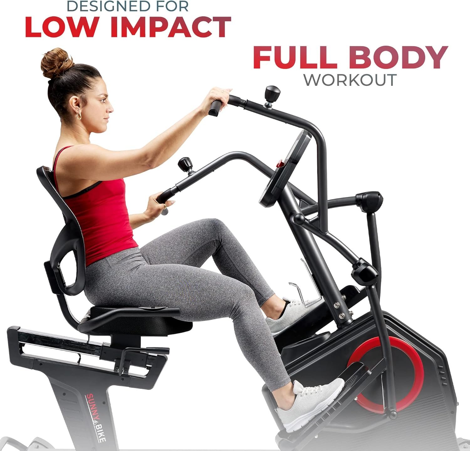 Sunny Health & Fitness Smart Recumbent Cross Trainer Elliptical Bike
