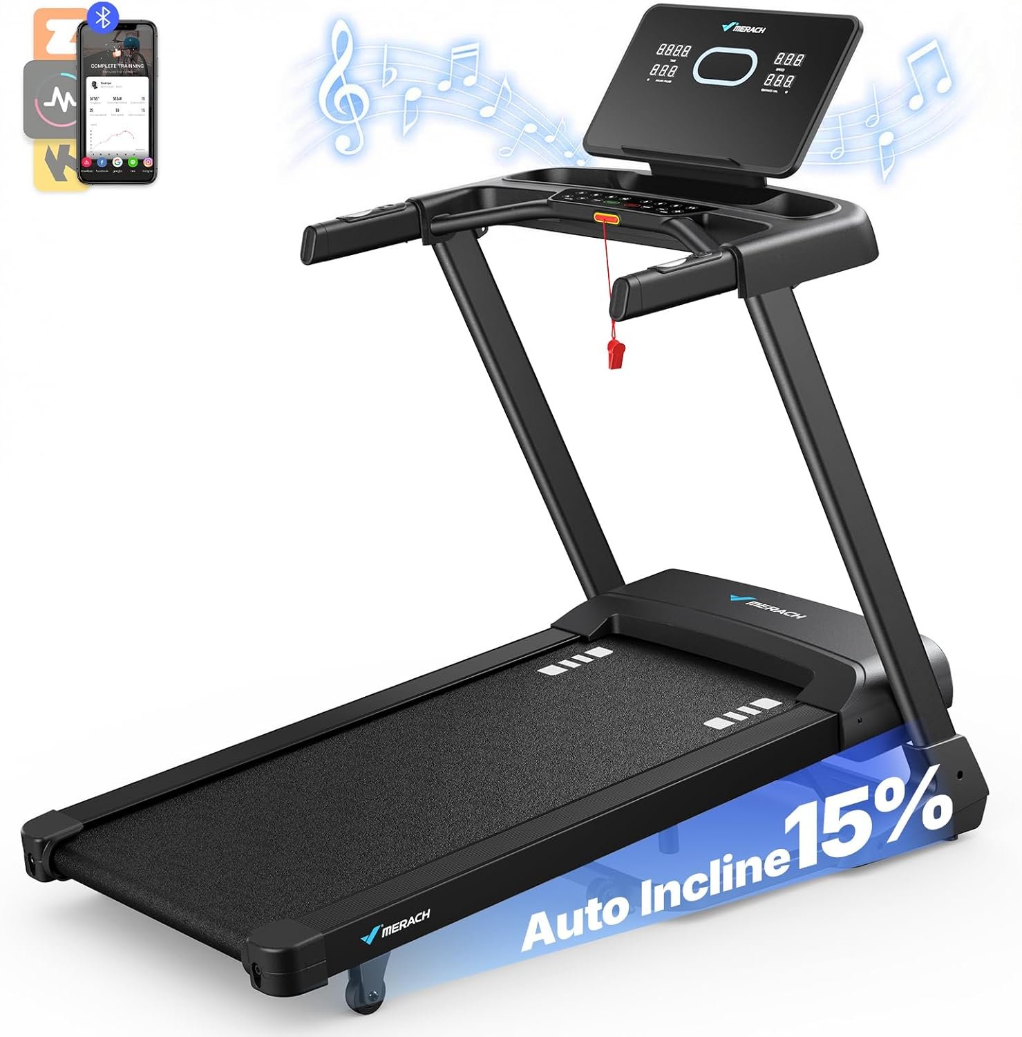 MERACH Treadmill 47" Belt with 15% Auto Incline