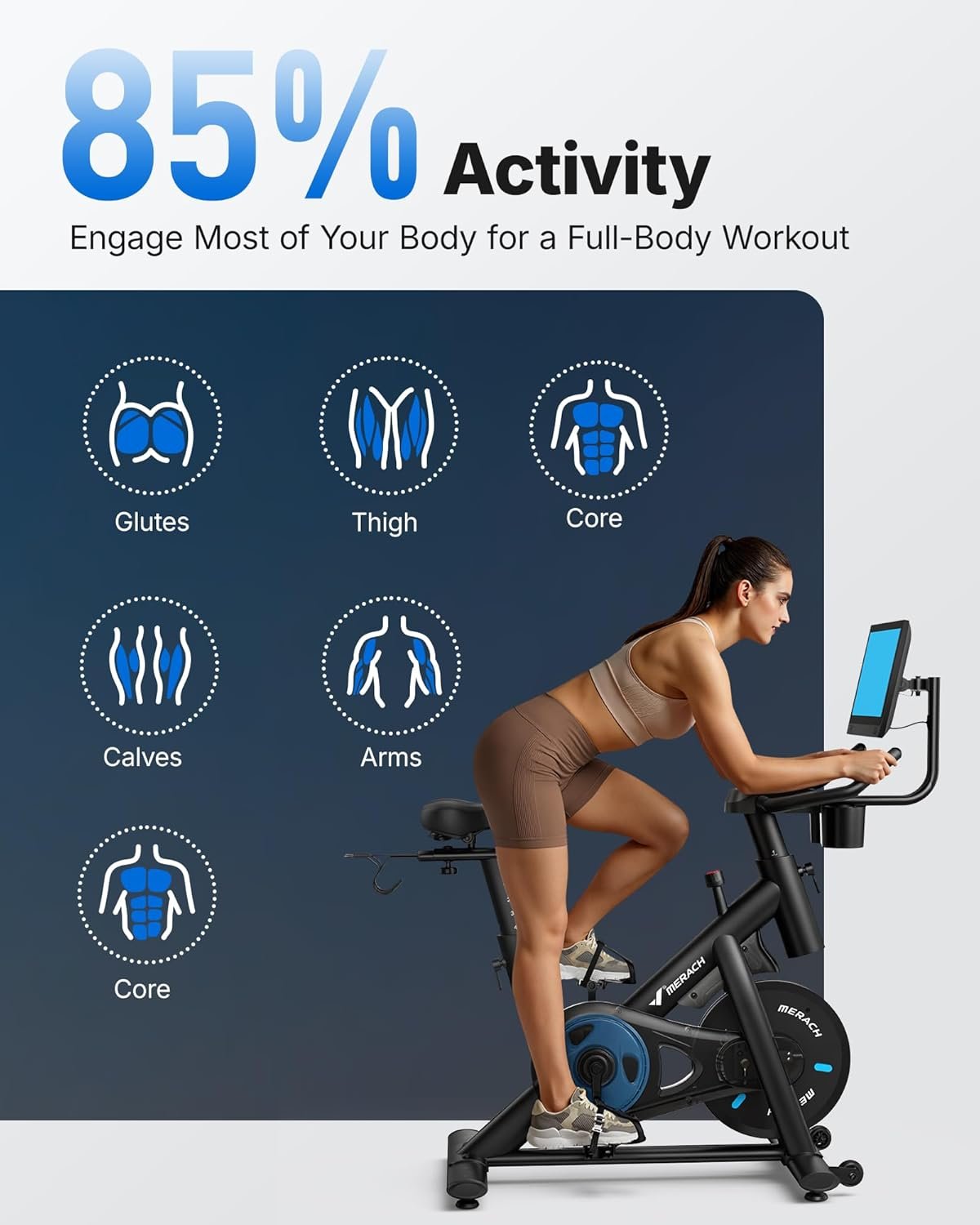 MERACH Stationary Exercise Bike with 15.6″ HD Screen