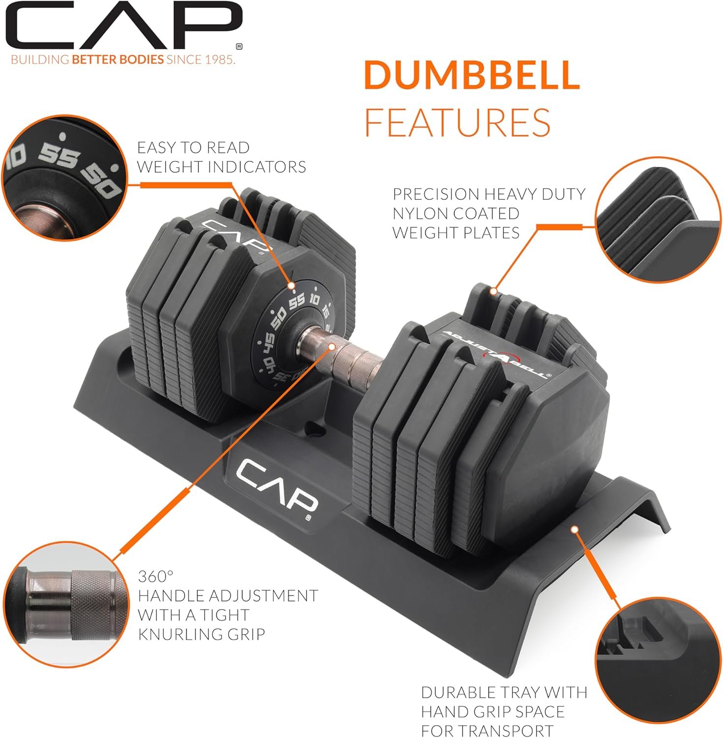 CAP Barbell ADJUSTABELL 55 lb Hex Dumbbell Weights
